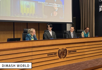 Dimash, à la cérémonie de réouverture de la salle kazakhe au Palais des Nations à Genève.
