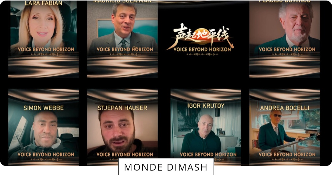 Plácido Domingo, Andrea Bocelli, Igor Krutoy, Lara Fabian, Mauricio Sulaiman, Stjepan Hauser et Simon Webbe ont félicité Dimash Qudaibergen pour la première du projet Voice Beyond Horizon